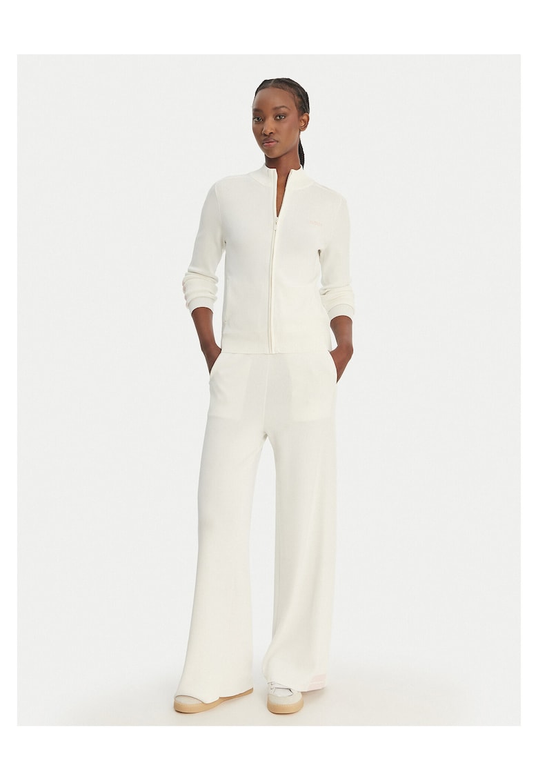 Cardigan dama - fermoar - alb - 63% viscoza - 37% poliamida