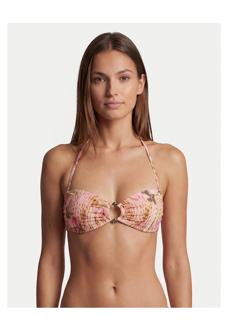 Costum de baie dama - top bikini - roz - poliester