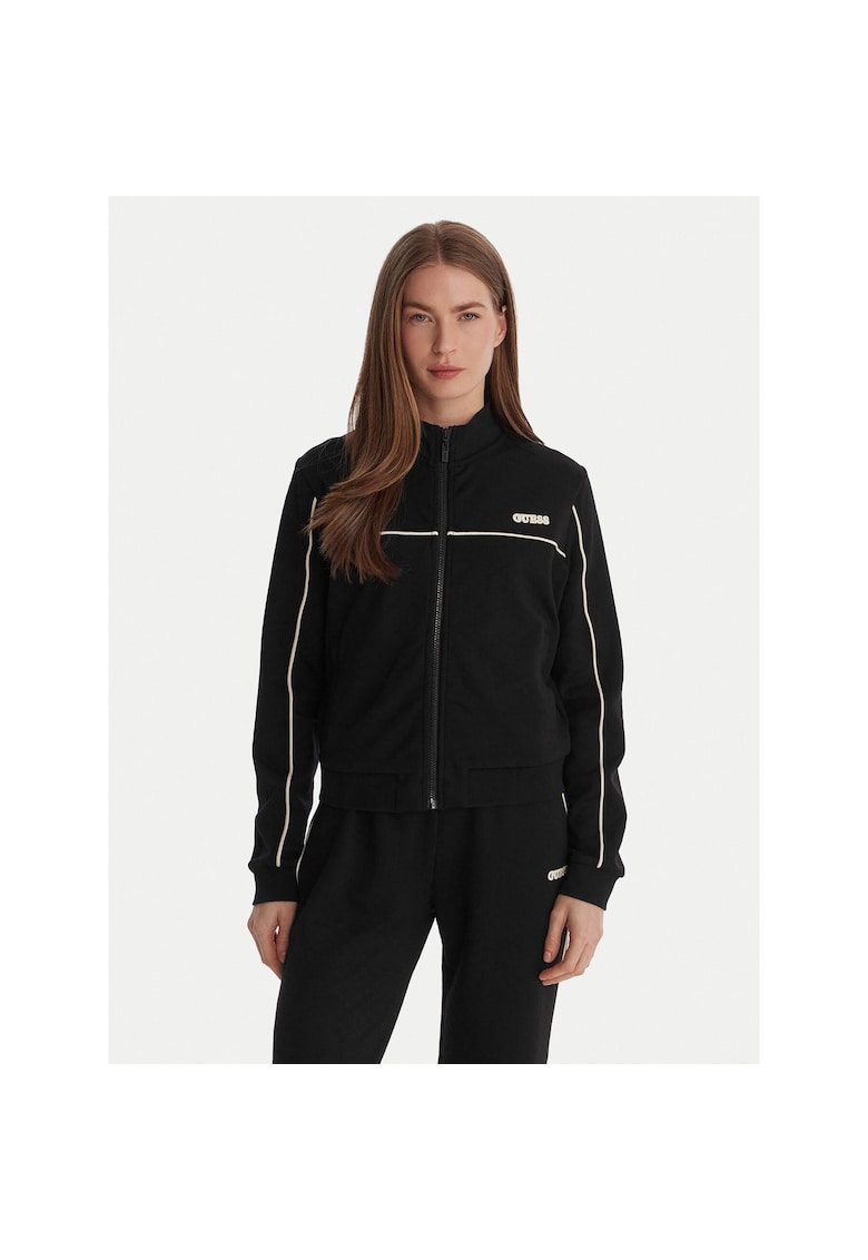 Bluza dama - fermoar - 49% poliester - 46% viscoza - 5% elastan - Negru