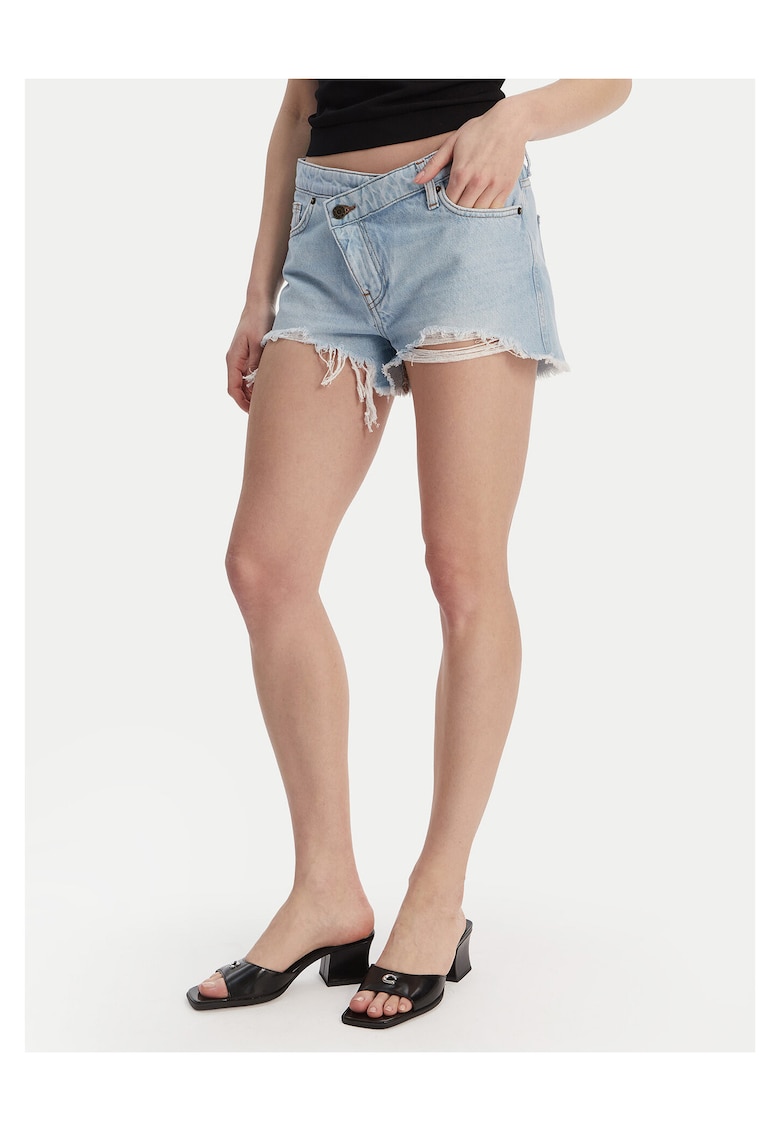 Pantaloni scurti denim dama - bumbac - albastru