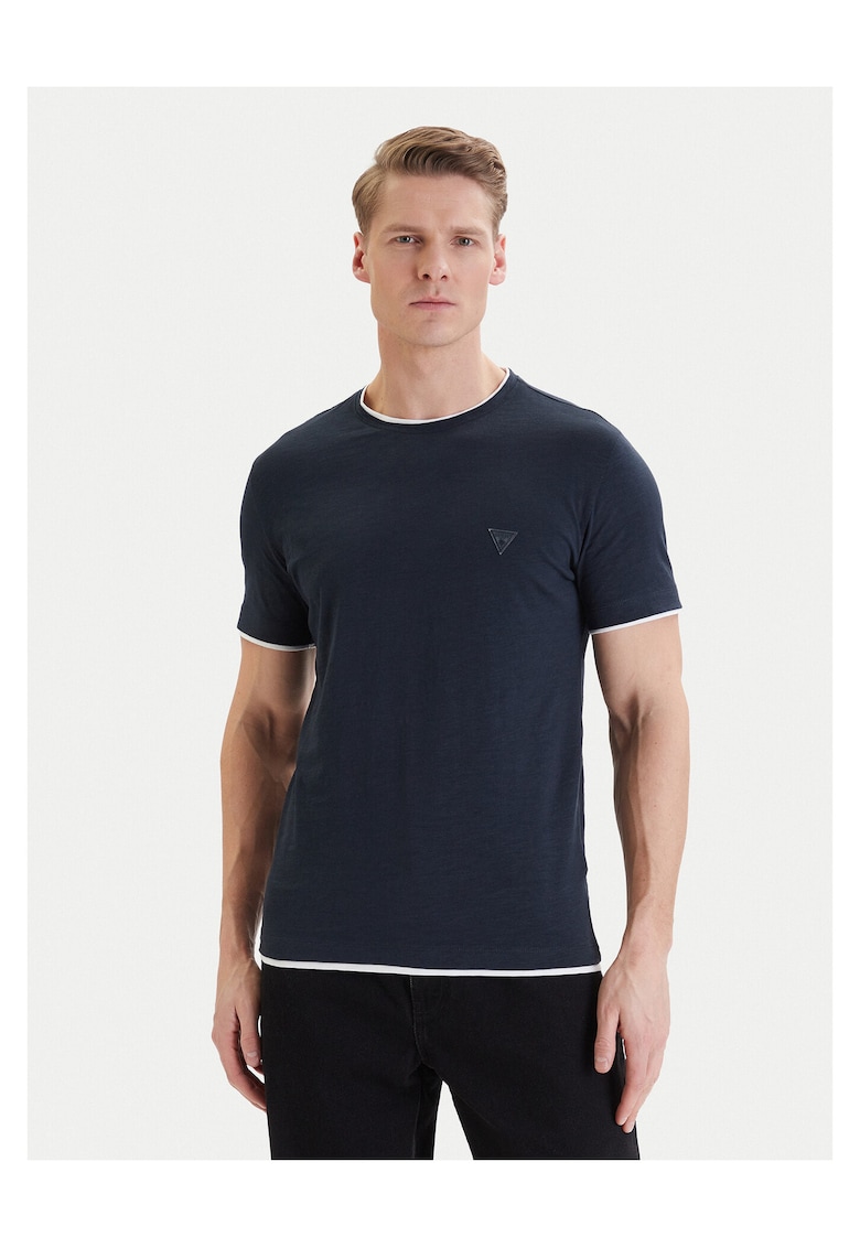 Tricou barbati - slim fit - bumbac - albastru