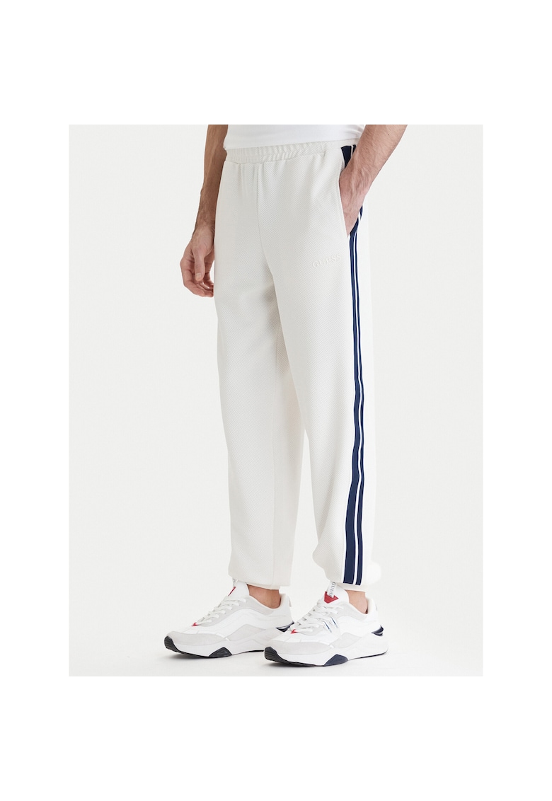 Pantaloni sport barbati - poliester - alb - 97% poliester - 3% elastan