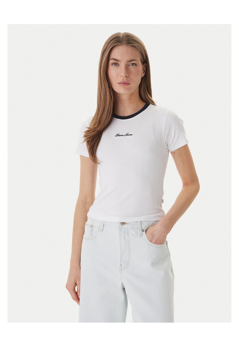 Tricou dama - slim fit - alb - 48% bumbac - 47% modal - 5% elastan