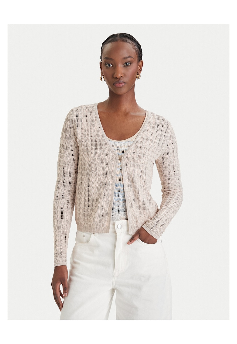 Cardigan dama - bej - inchidere cu nasturi - viscoza