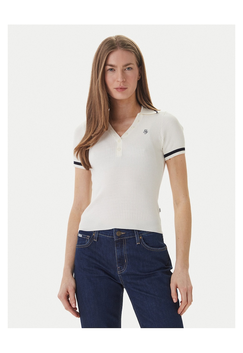 Pulover dama - slim fit - ecru - viscoza/poliester