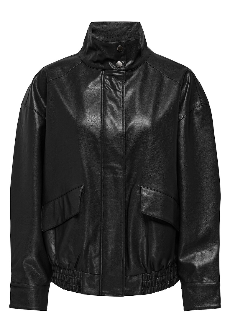 Geaca dama - piele poliester reciclat - Negru