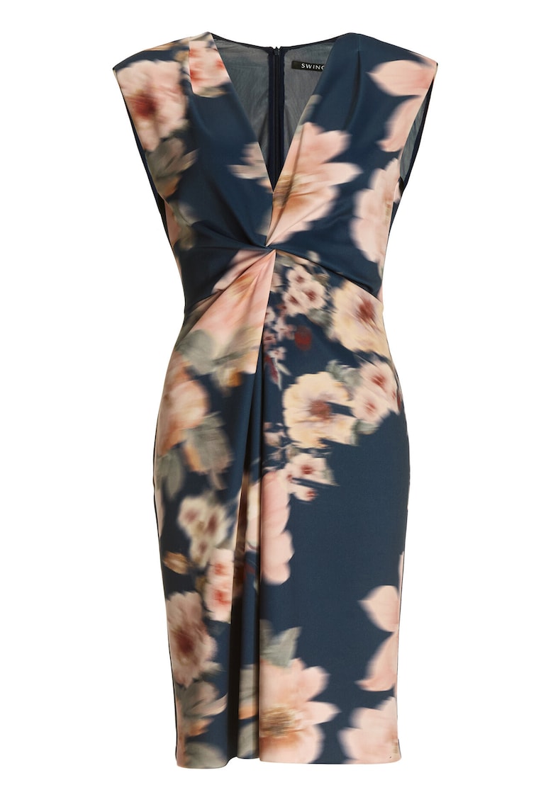 Rochie de cocktail - bleumarin - poliester - cu fermoar - pentru femei