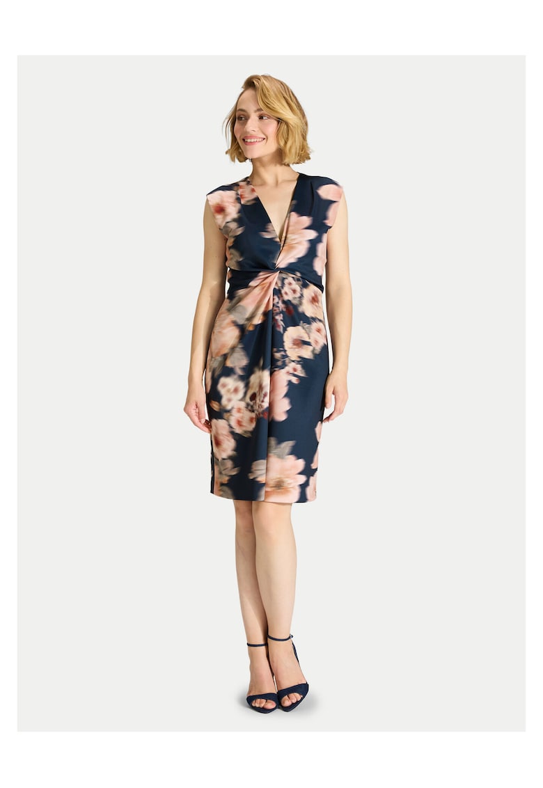 Rochie de cocktail - bleumarin - poliester - cu fermoar