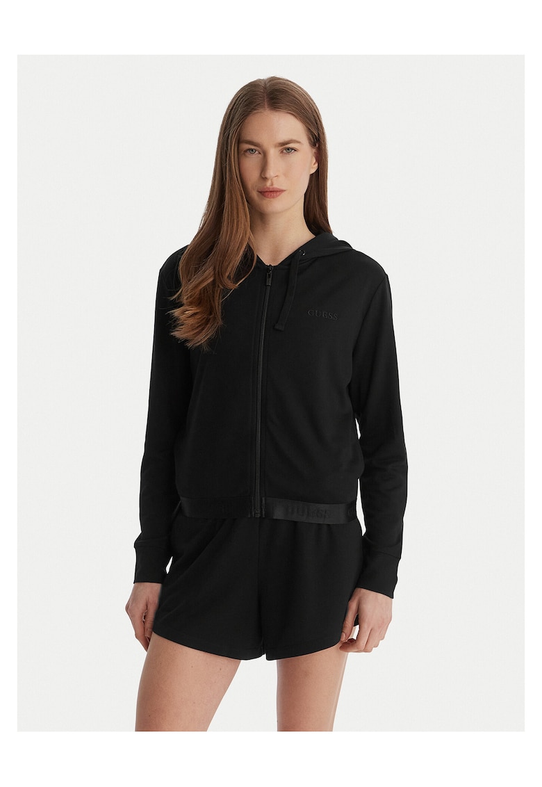 Hanorac dama - negru - fermoar - poliester - Negru