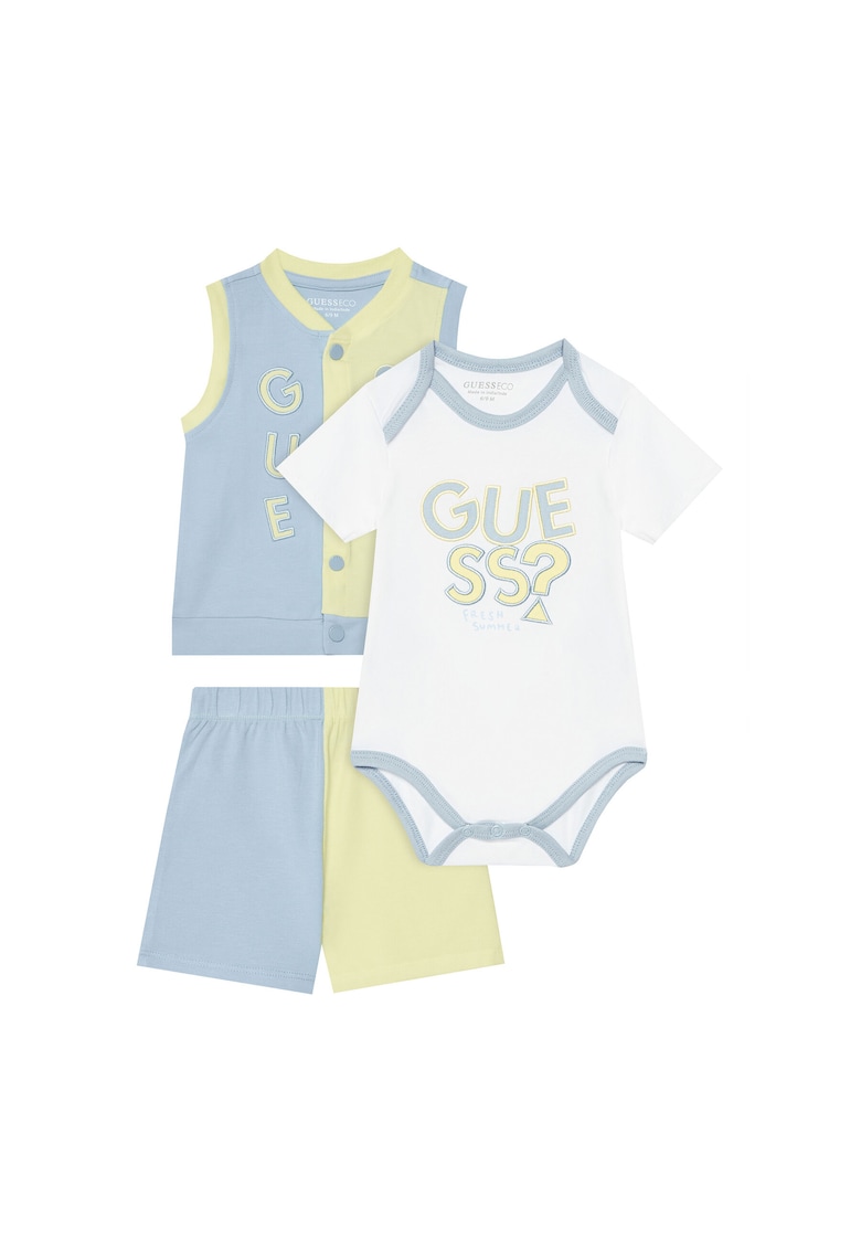 Compleu copii - set - alb - albastru - galben - bumbac - Multicolor