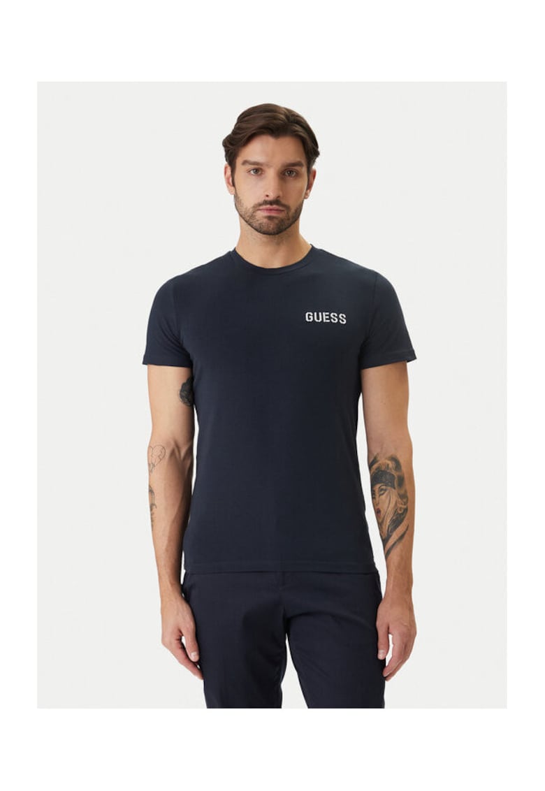 Tricou Barbati - Slim fit - Bleumarin - Bumbac/Elastan