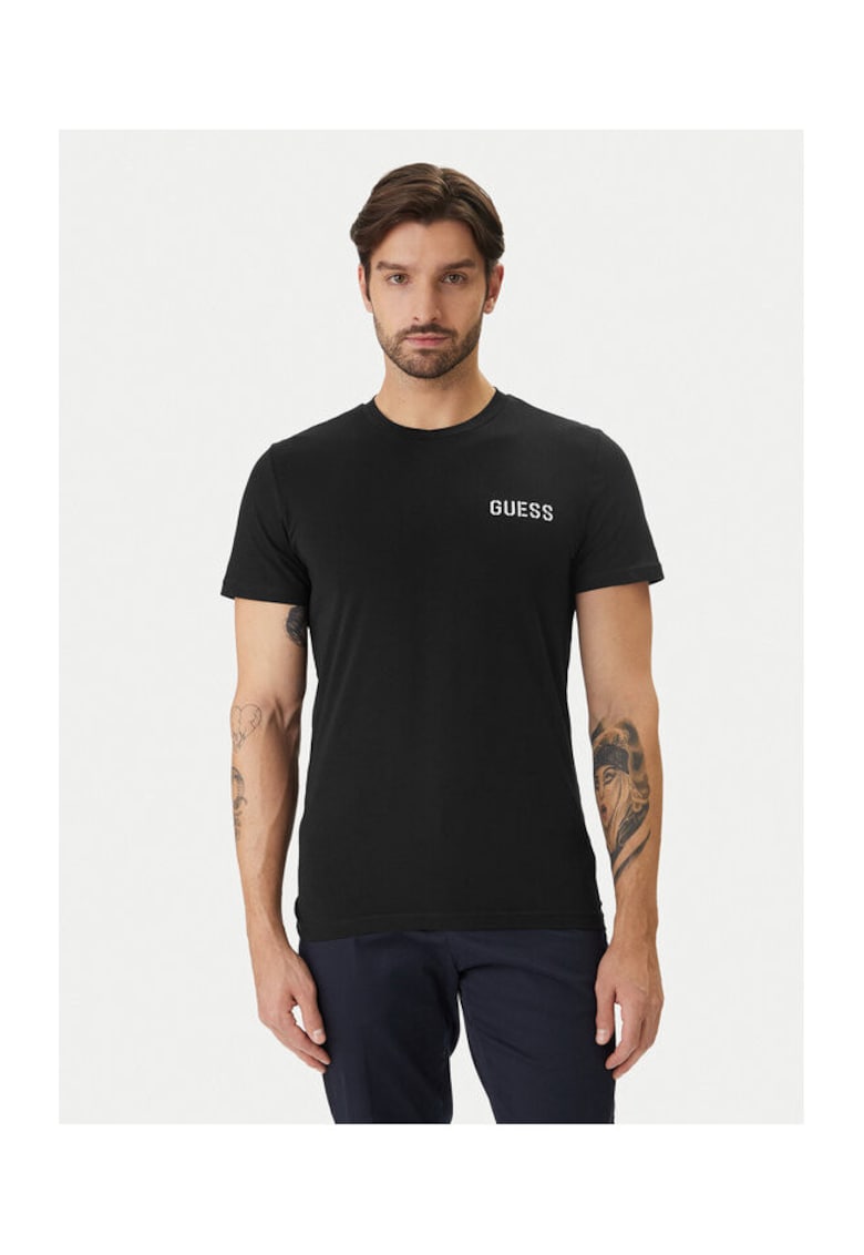 Tricou barbati - bumbac/elastan - slim fit - negru