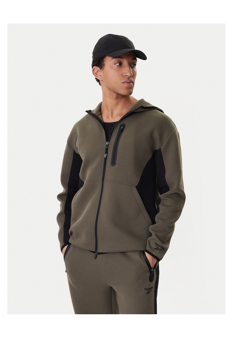 Bluza barbati - fermoar - verde - 55% bumbac - 45% poliester
