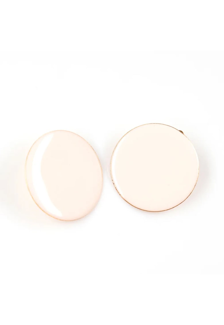 Cercei rotunzi roz pudrat cu margine aurie