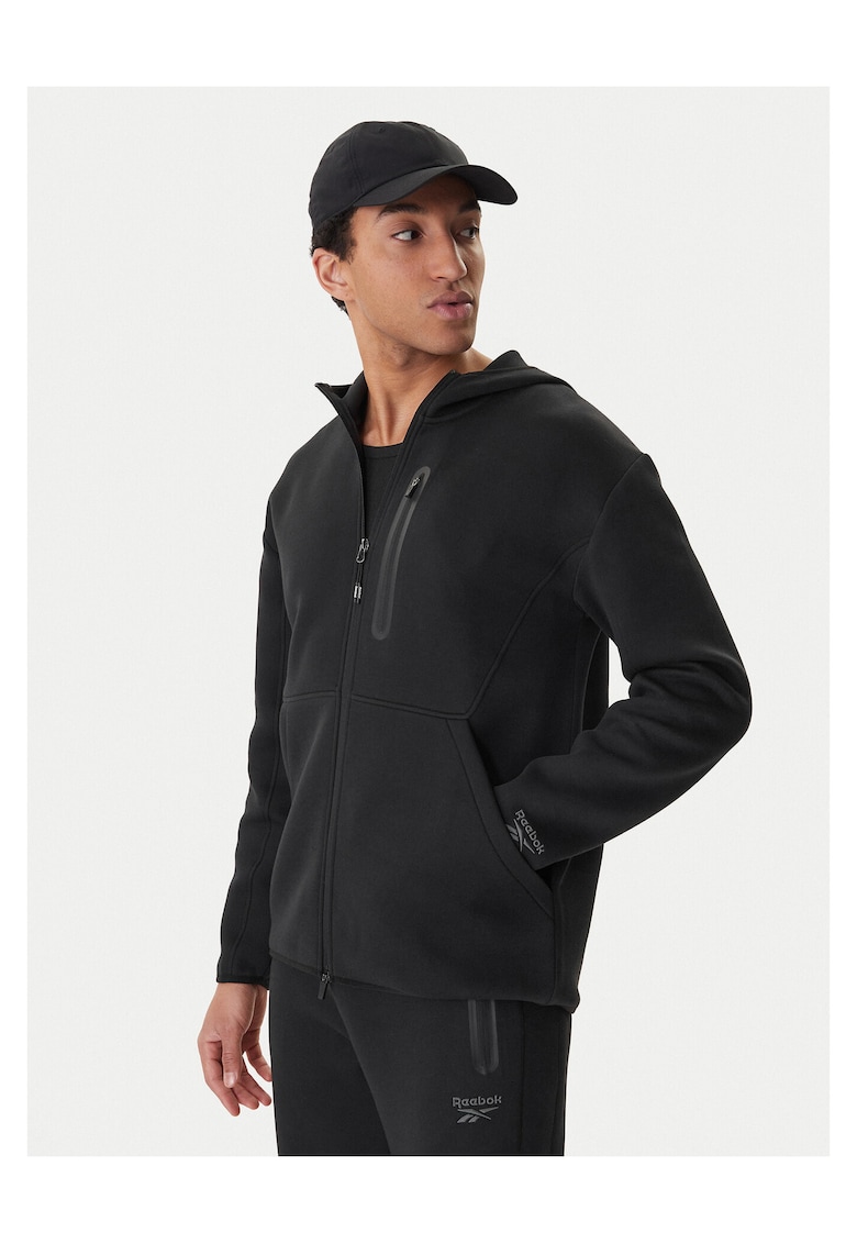 Bluza barbati - fermoar - negru - 55% bumbac - 45% poliester