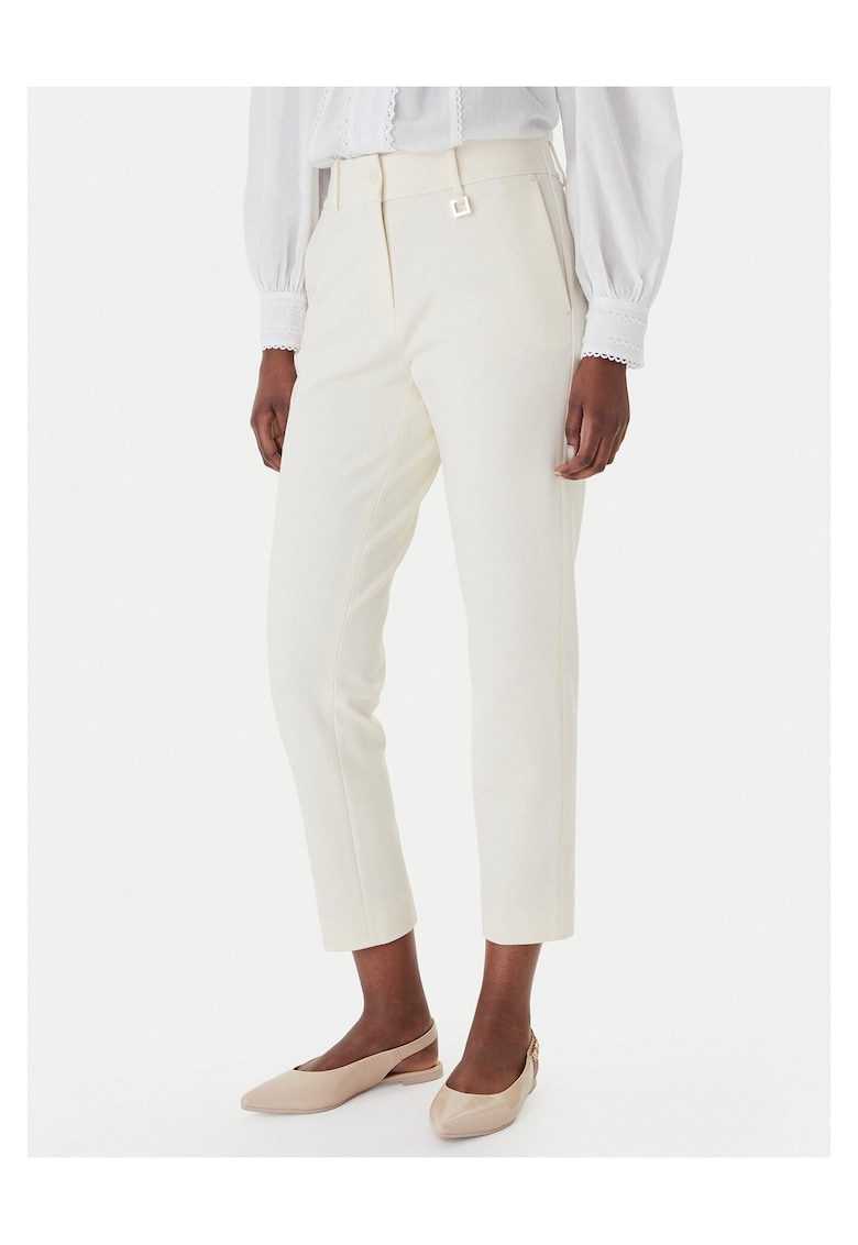Pantaloni dama - slim fit - ecru - viscoza/nailon/elastan