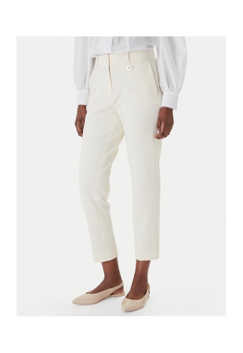 Pantaloni dama - slim fit - ecru - viscoza/nailon/elastan