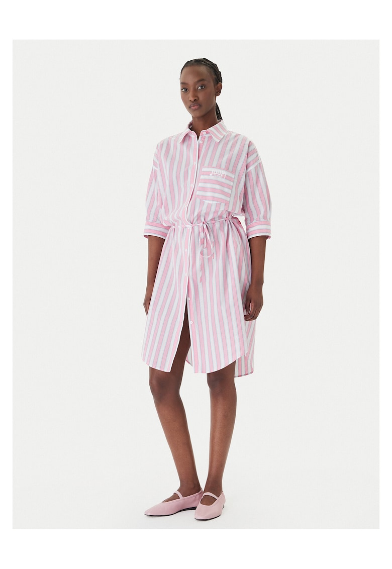 Rochie camasa Dama - dungi - roz - bumbac
