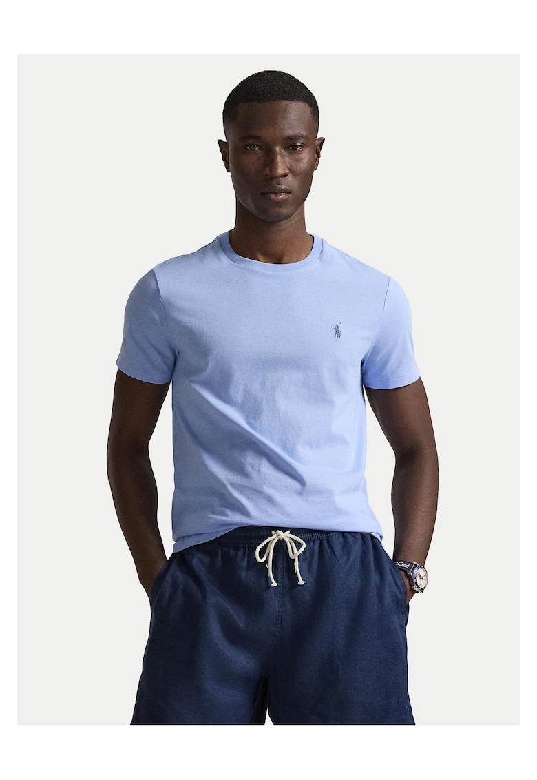 Tricou barbati - slim fit - casual - albastru - bumbac