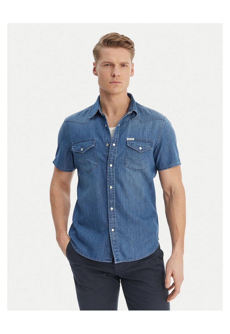 Camasa barbati - denim - nasturi - albastru - 68% bumbac