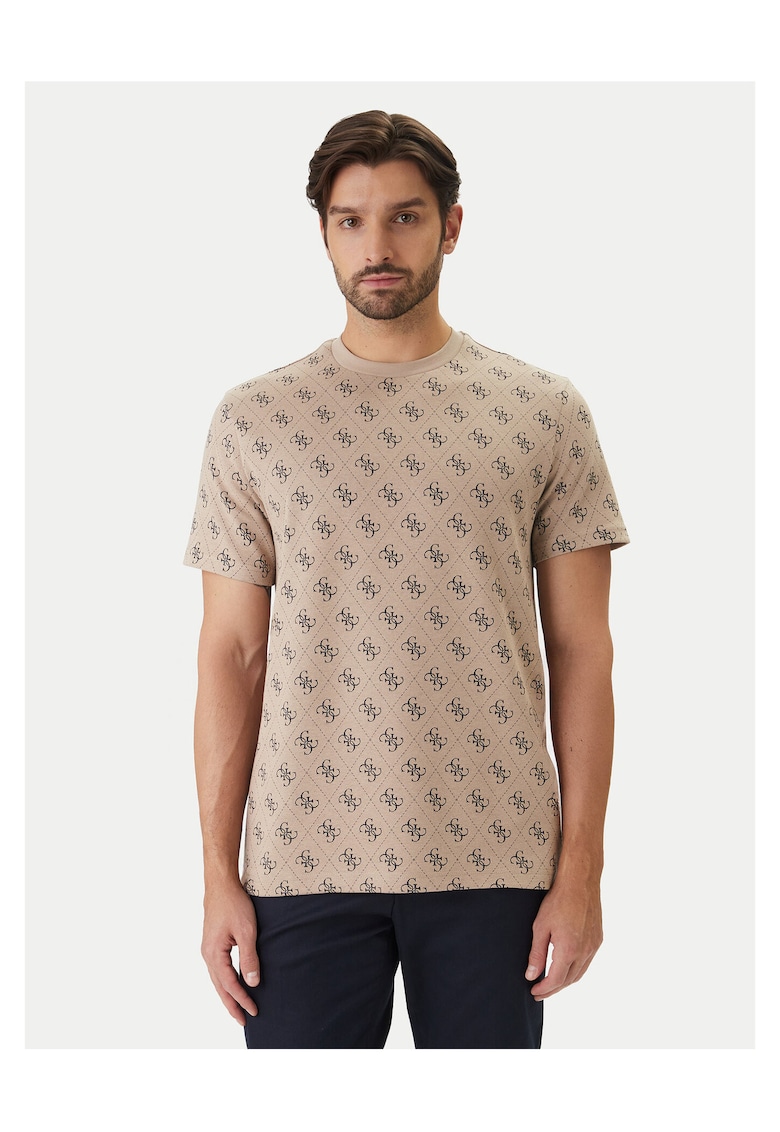 Tricou barbati - bej - bumbac si poliester