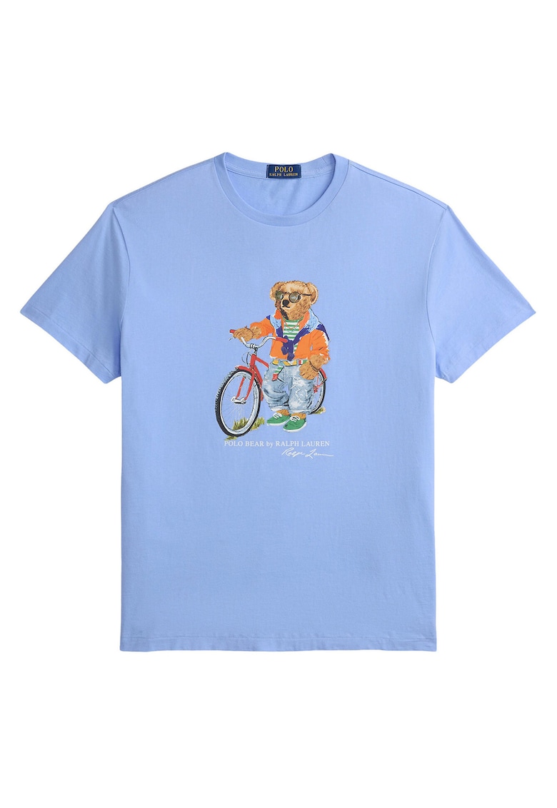 Tricou barbati - bumbac - albastru - cu model