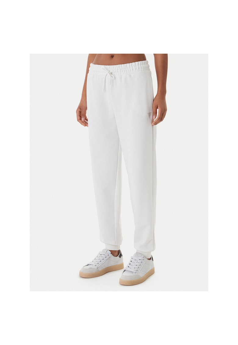 Pantaloni sport de dama - alb - 55% poliester - din 45% bumbac