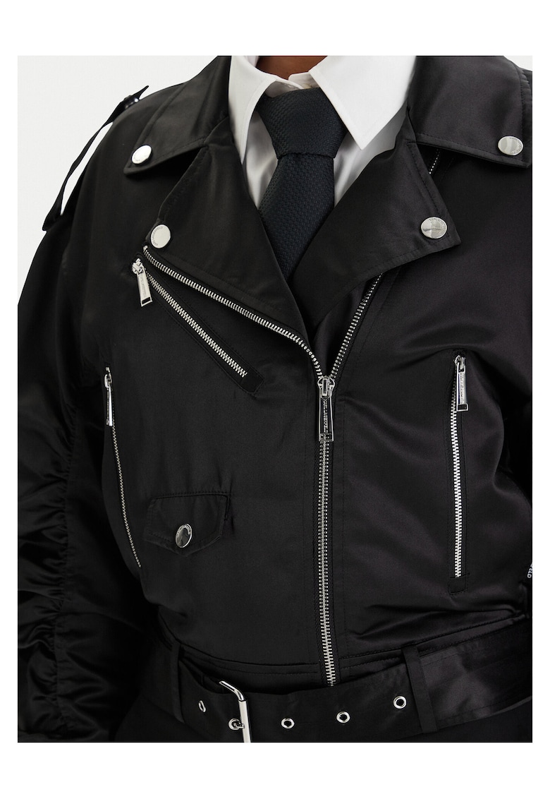 Geaca bomber dama - neagra - poliester - cu fermoar
