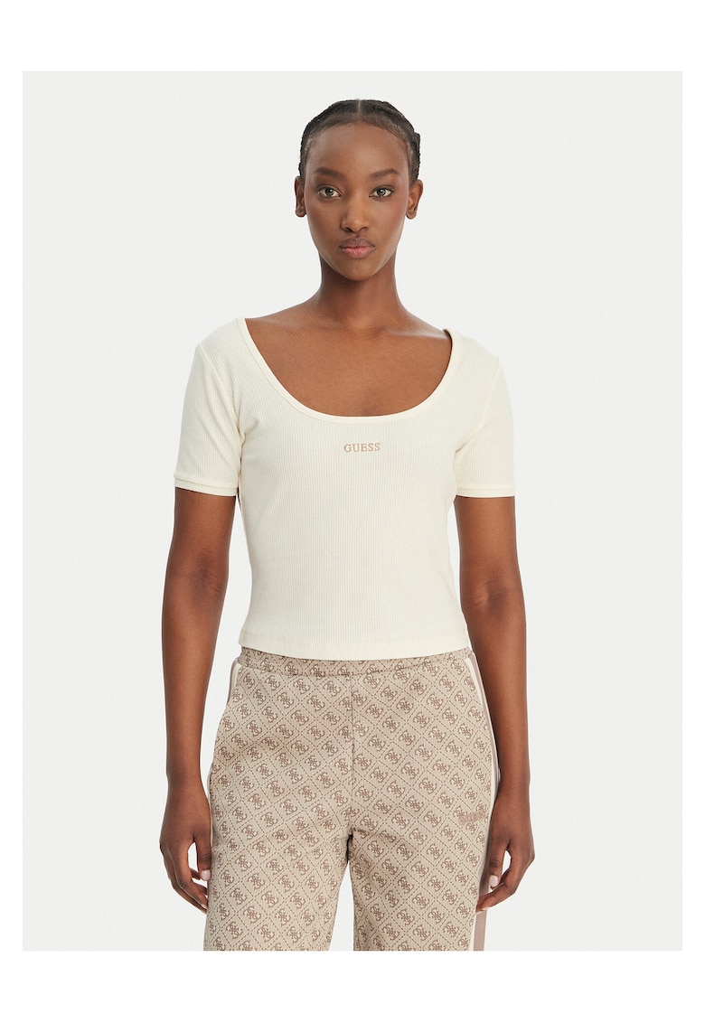 Tricou dama - slim fit - ecru - lyocell/poliester/elastan