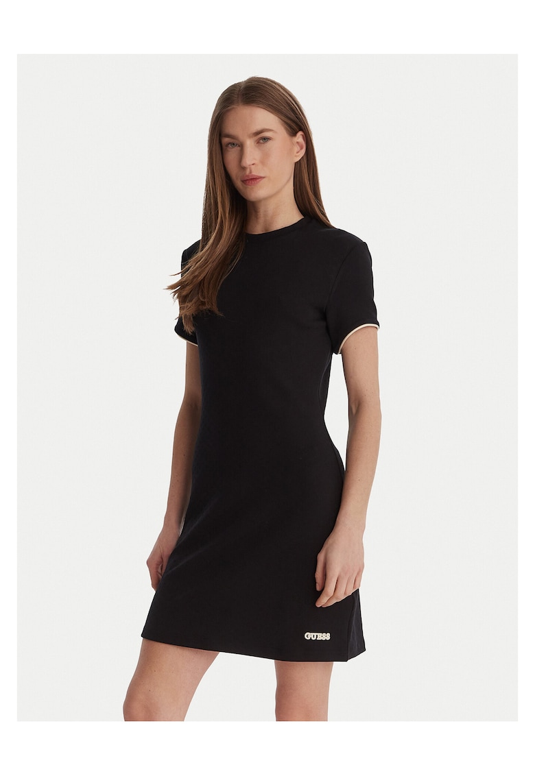 Rochie casual - neagra - 49% poliester - 46% viscoza - 5% elastan -