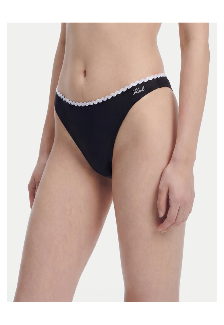 Slip de bikini dama - negru - nailon reciclat - Negru