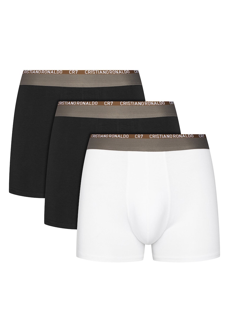 Set 3 perechi boxeri barbati - CR7 - bumbac - alb - negru - Multicolor