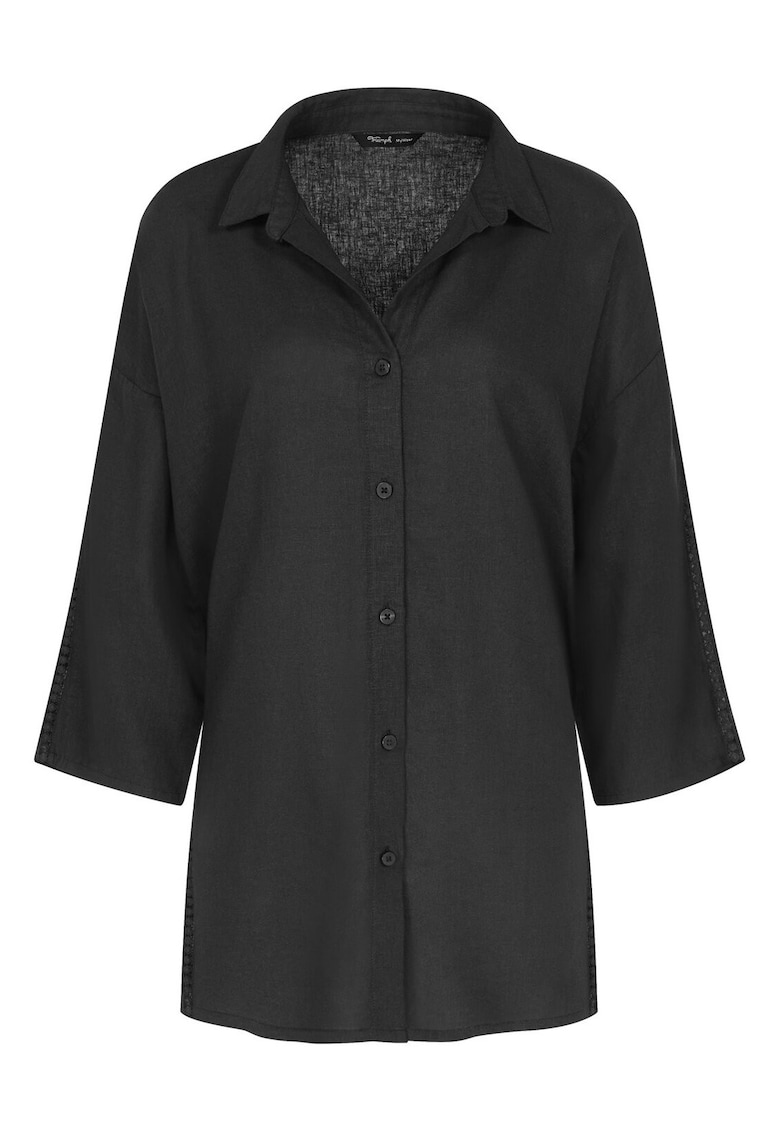 Pijamale dama - camasa de pijama - maneca lunga - negru - 55% in - 45% viscoza