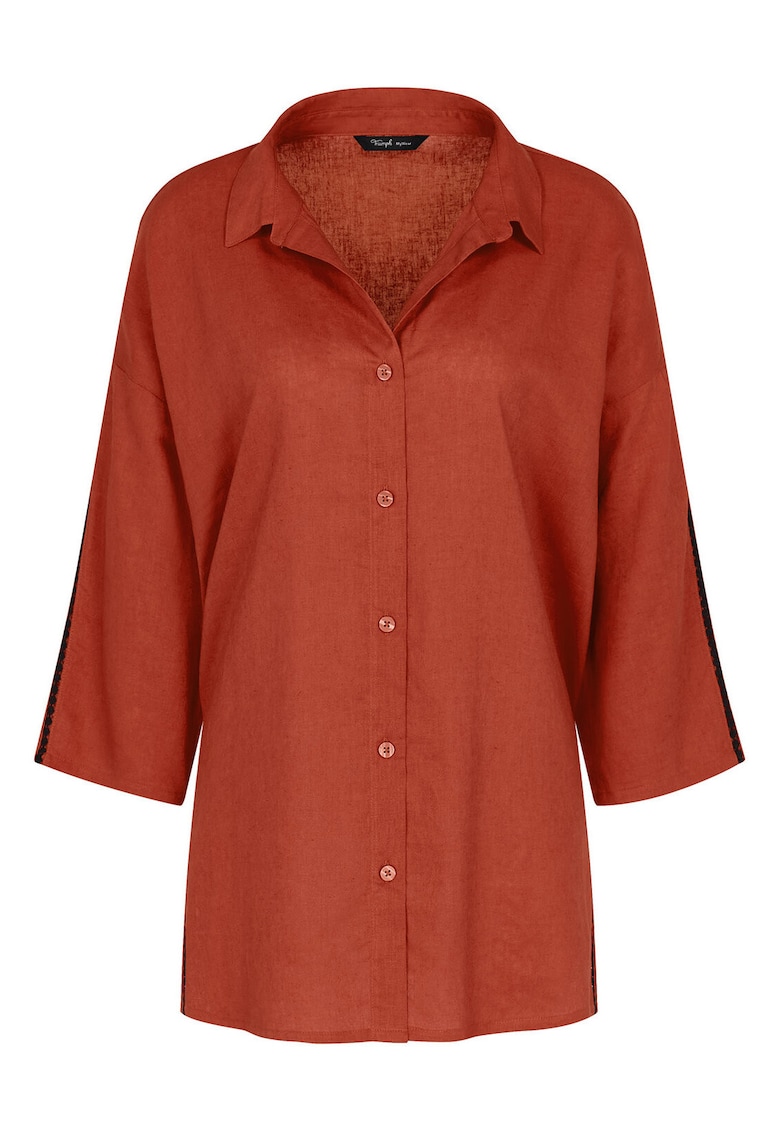 Camasa de pijama dama - portocaliu - 55% in - 45% viscoza