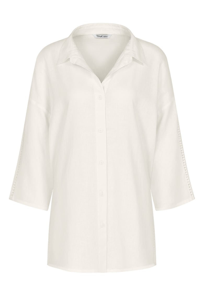 Camasa de pijama dama - maneca lunga - alb - 55% in - 45% viscoza