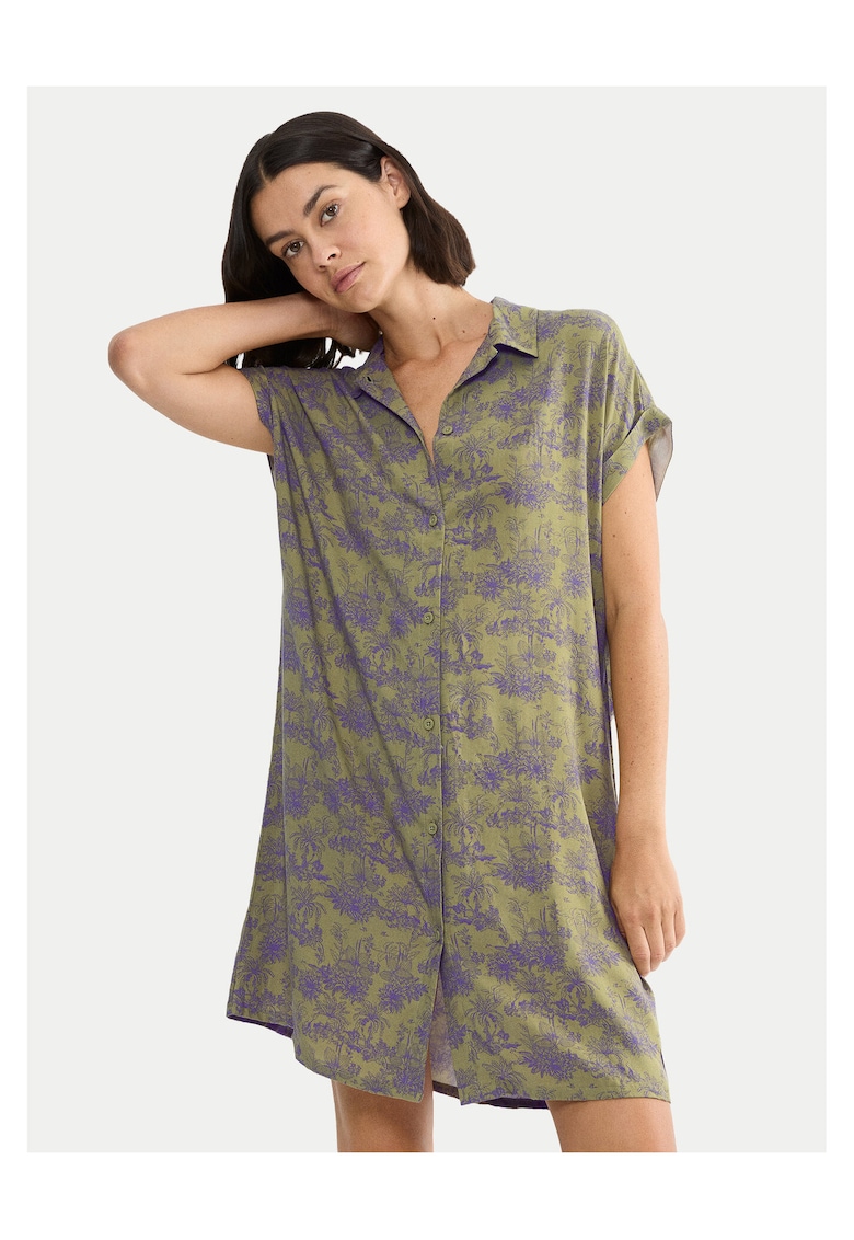 Pijamale dama - camasa de noapte - nasturi - verde - viscoza