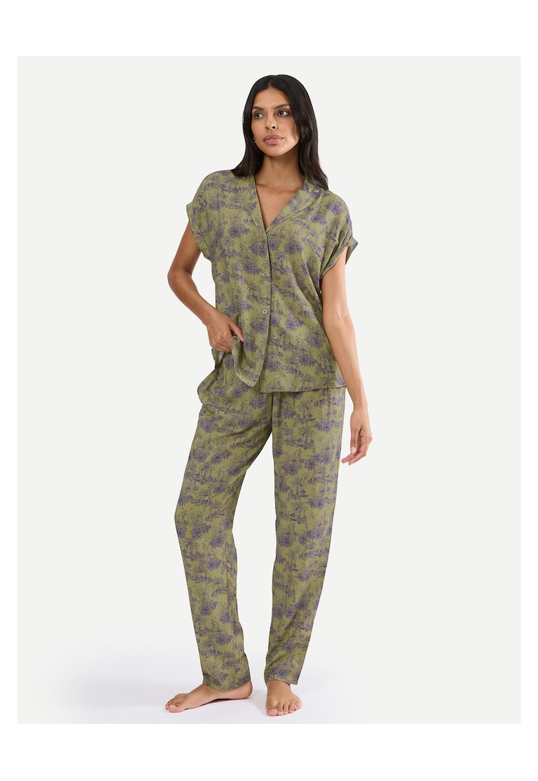 Pijamale dama - Viscoza - nasturi - verde
