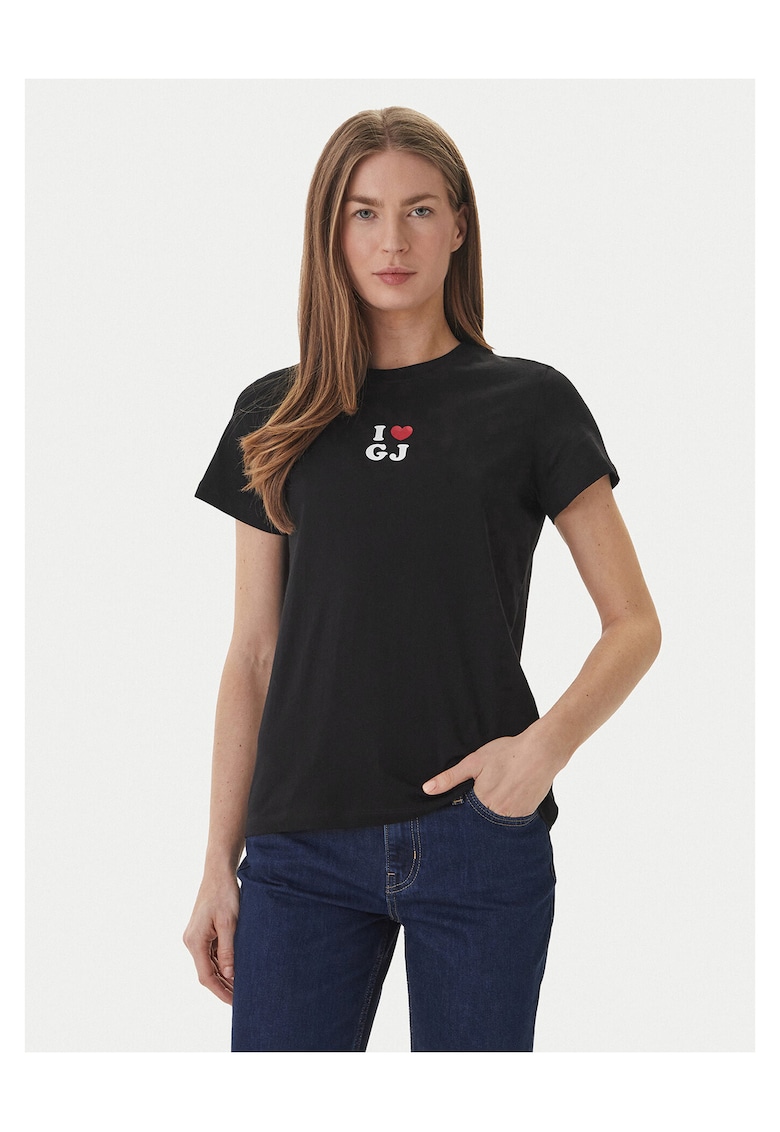 Tricou dama - negru - bumbac/elastan