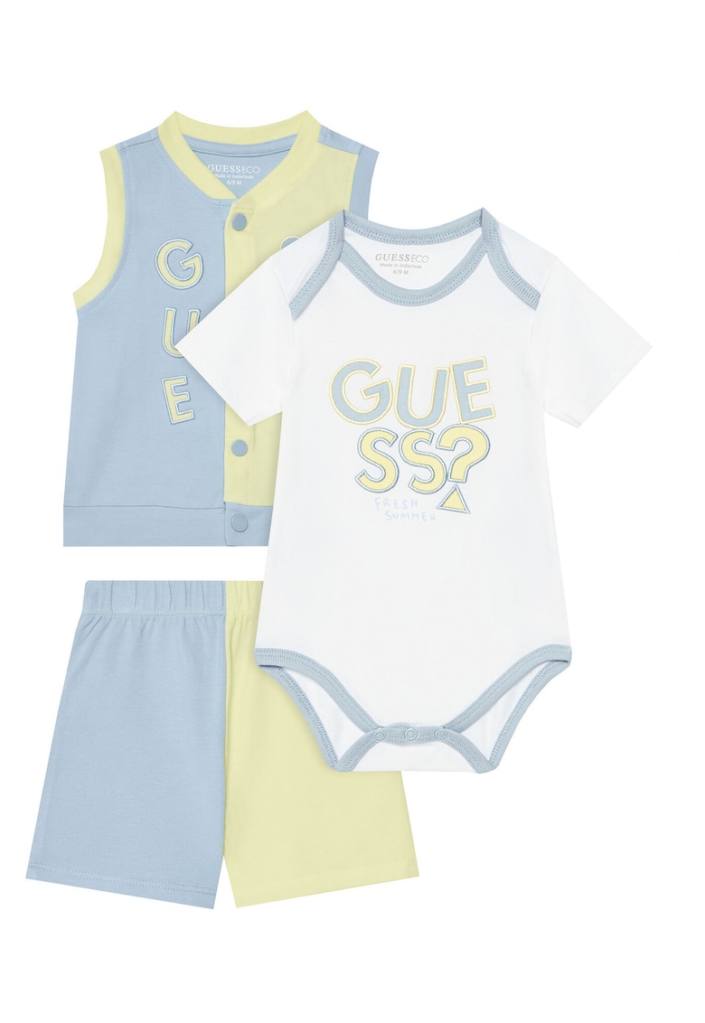 Compleu copii - set - alb - albastru - galben - bumbac - Multicolor