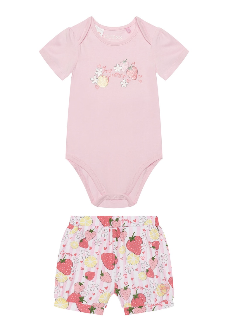 Compleu copii - body+pantaloni scurti - bumbac - roz -