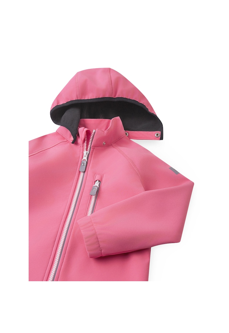 Geaca softshell copii - roz - poliester reciclat - fermoar