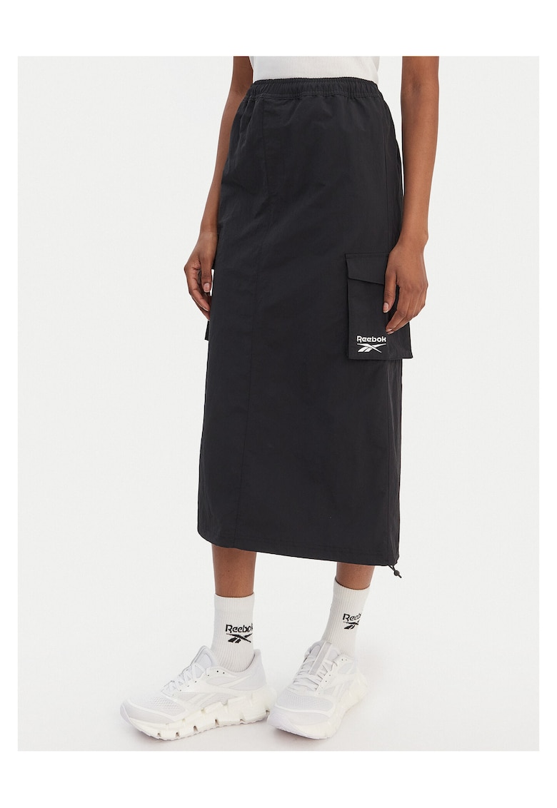 Fusta midi Femei - - Negru