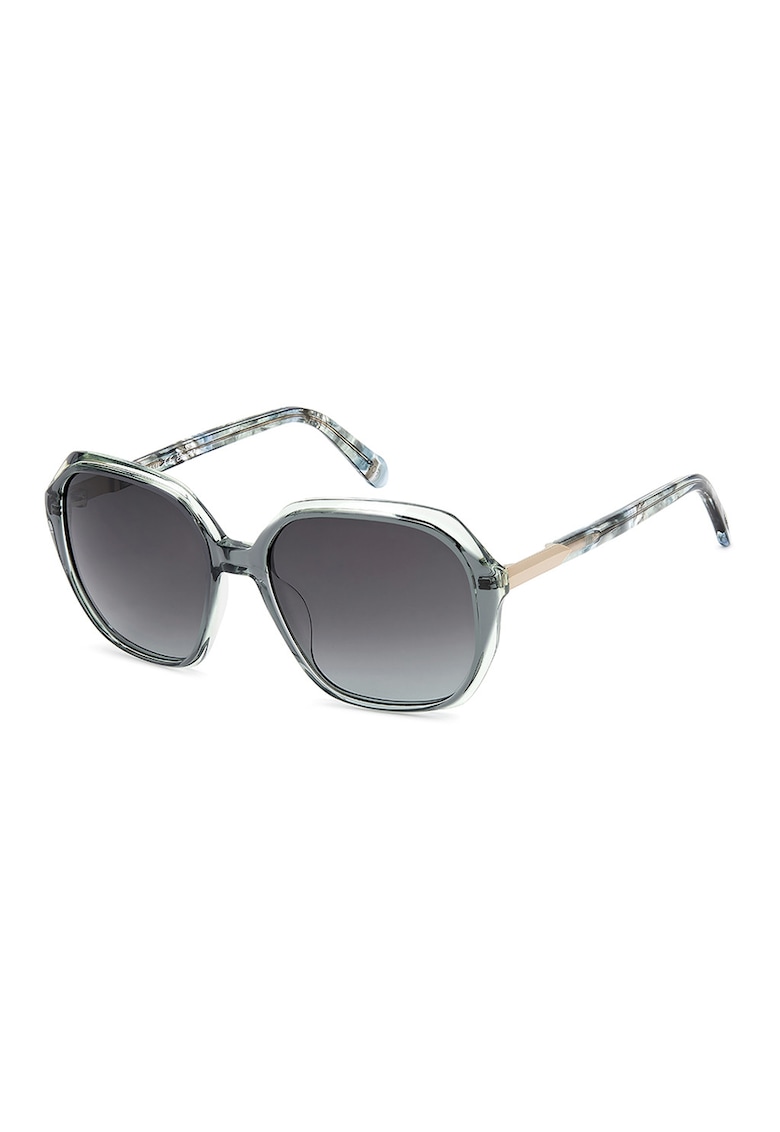 Ochelari de soare hexagonali cu lentile in degrade - Auriu/Transparent