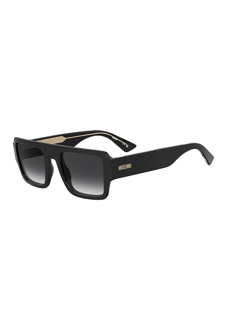 Ochelari de soare unisex patrati cu lentile uni - Negru