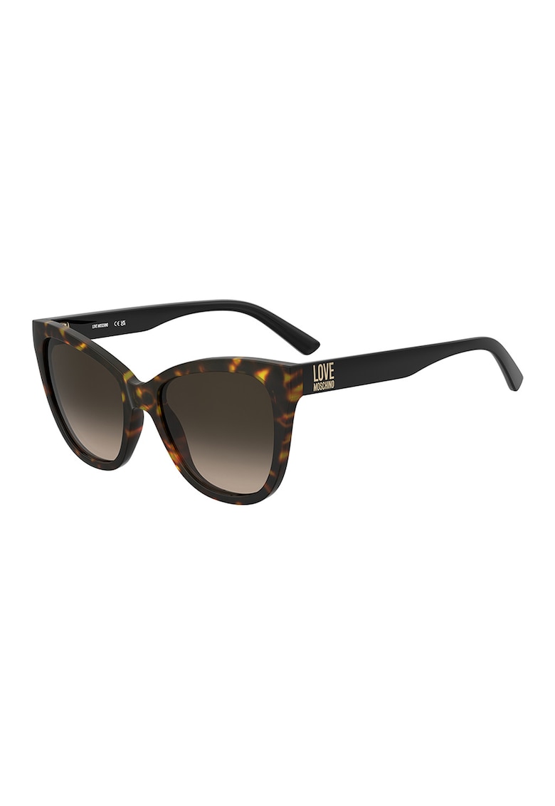 Ochelari de soare cat-eye cu logo discret - Negru/Maro