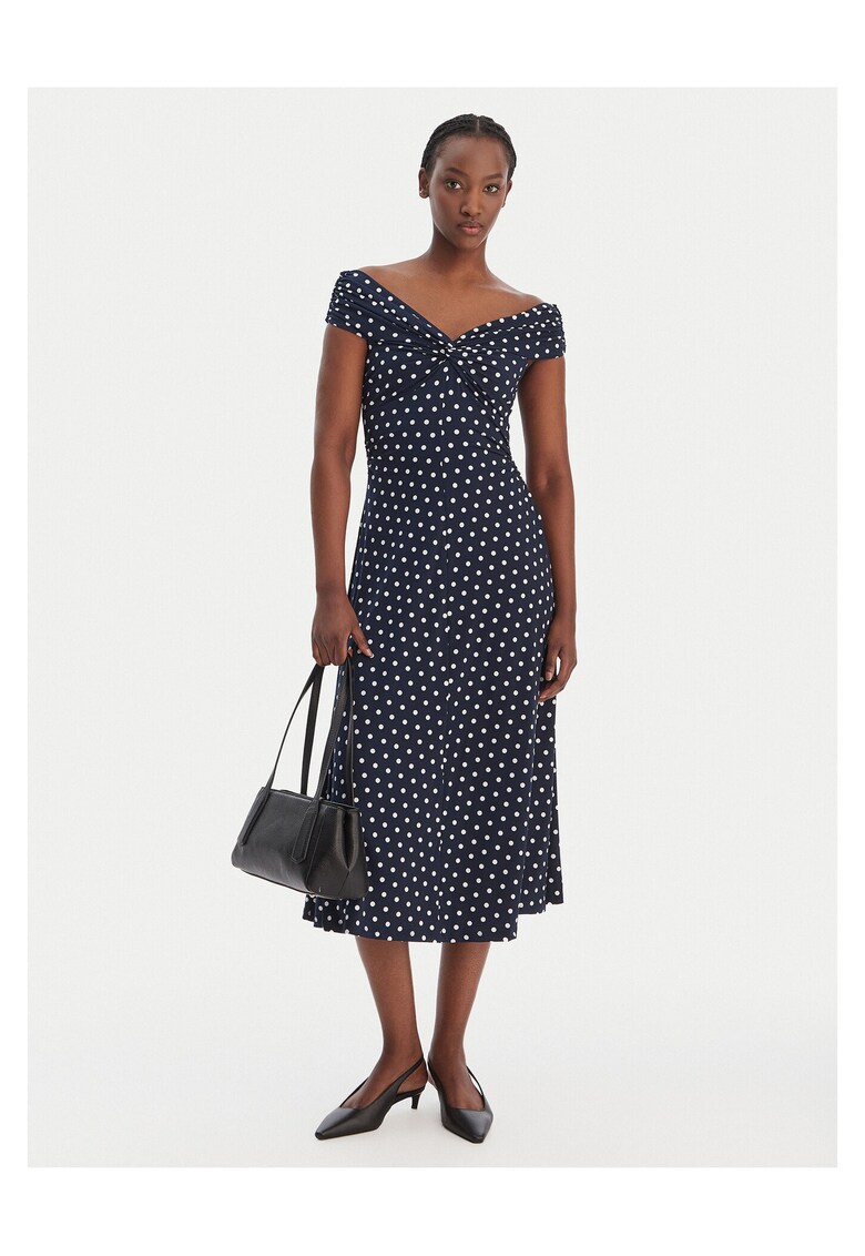 Rochie de zi - bleumarin - poliester - fermoar