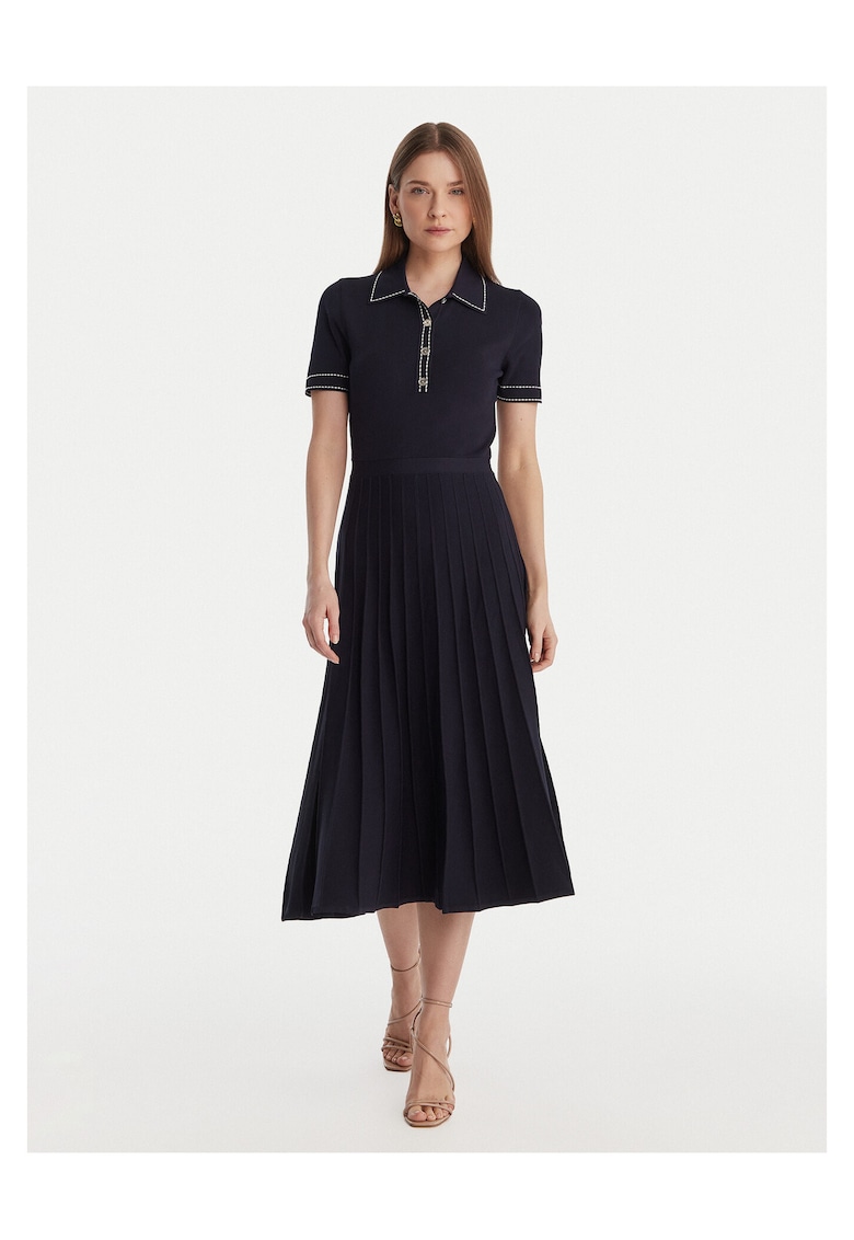 Rochie tricotata - bleumarin - 64% viscoza - 34% nailon