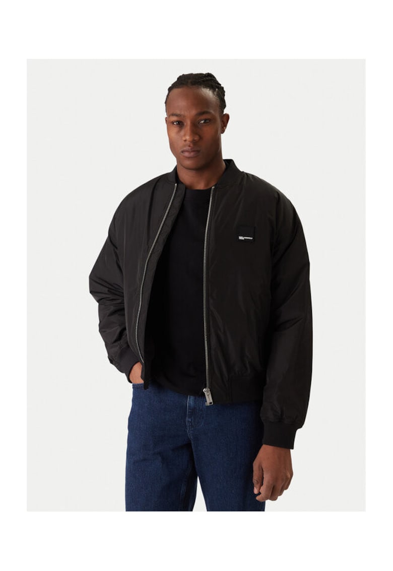 Geaca bomber barbati - neagra - poliester reciclat -