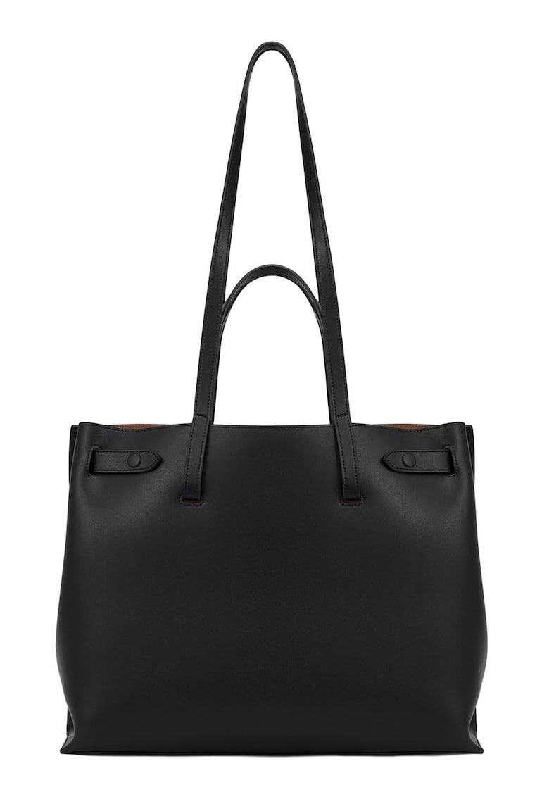 Geanta shopper din piele cu model uni - Negru