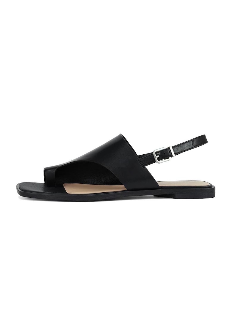 Sandale din piele cu bareta pe deget - Negru